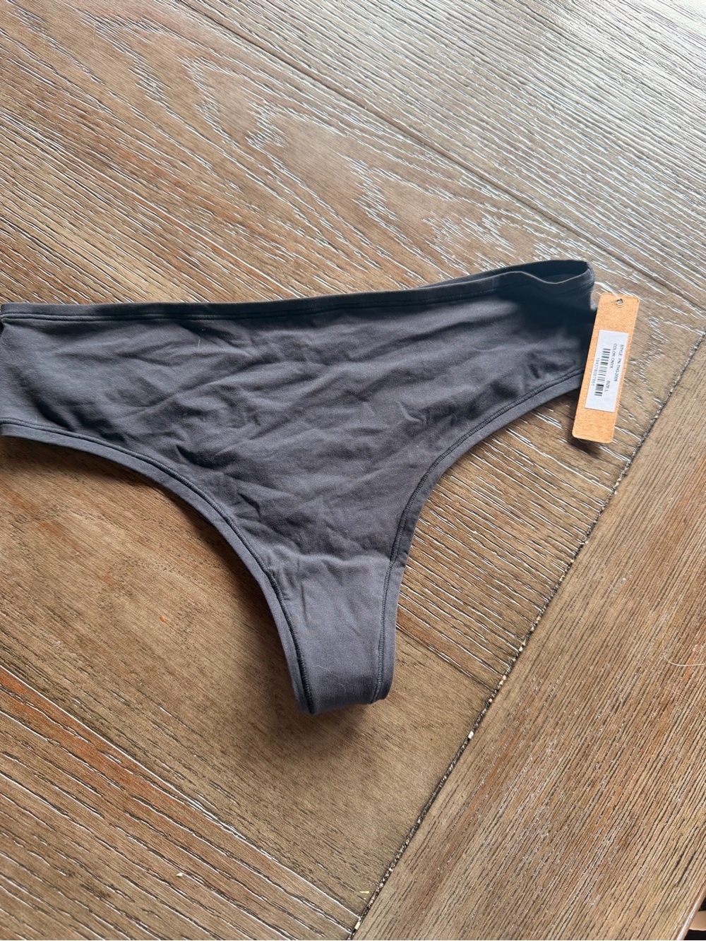 SKIMS Cotton-Blend Thong - Black